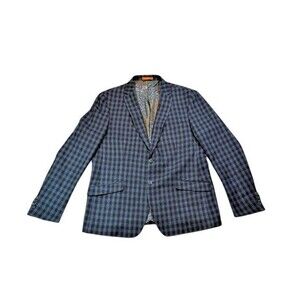 TALLIA Blazer Men's Size 46L Plaid Wool Two Button Sport Coat Preppy Dad Office